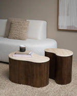 Table basse bois et travertin CLEO